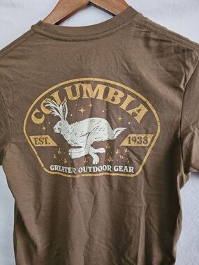 Columbia Brown Tee with Cream Hare Graphic